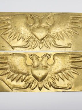 Pair of Antique/Vintage Double-Headed Eagle Embossed Brass Panels, Architectural